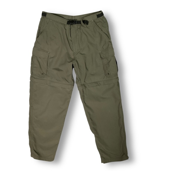 REI Mens Convertible Cargo Hiking Pants Sz M Zip Off Green Hiking Travel - Picture 1 of 11